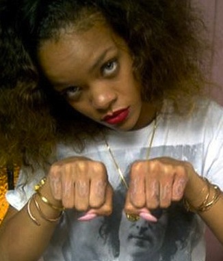 This post about Rihanna 39s new Thug Life knuckle tattoo doubles as one of